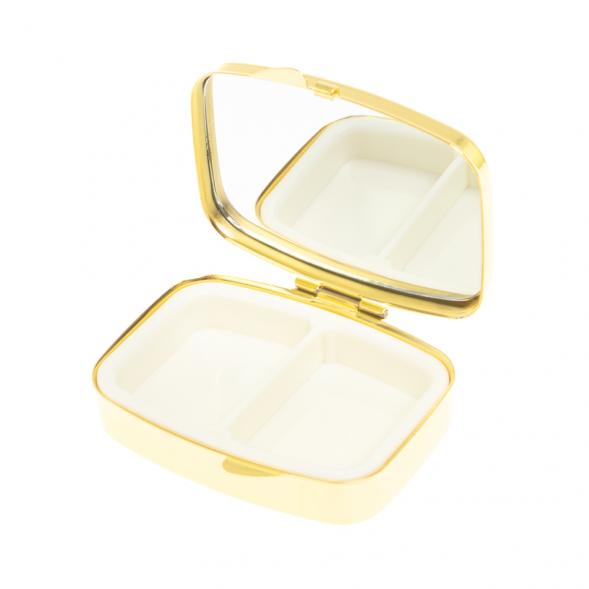 Таблетница на 2 отделения камень соколиный глаз цвет золото 126988