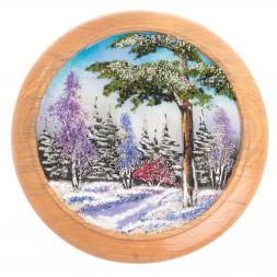Тарелка декоративная "Зима" 25 см каменная крошка