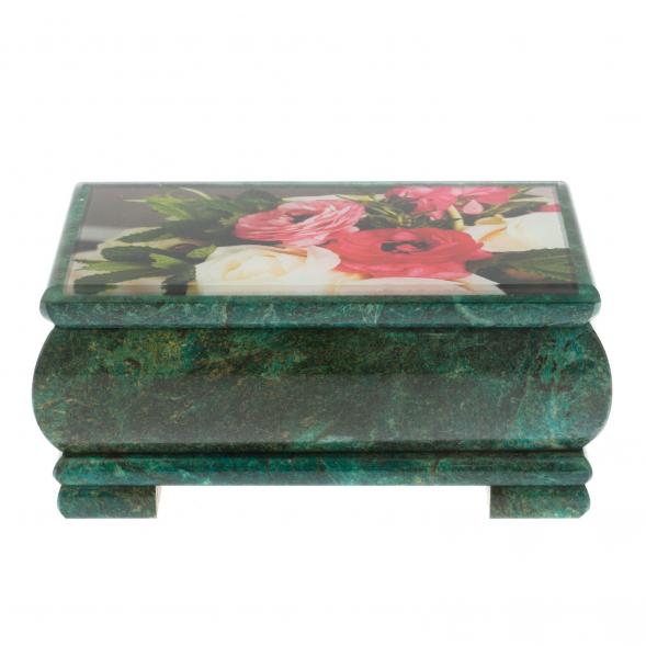 Шкатулка &amp;quot;Цветы&amp;quot; из змеевика 16х8х7,5 см 128855