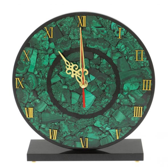 Настольные часы &amp;quot;Мозайка&amp;quot; из малахита 23,5х7х23,5 см 128926