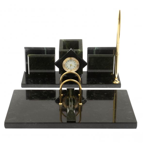 Письменный набор &amp;quot;Менеджер&amp;quot; из змеевика с часами 129508