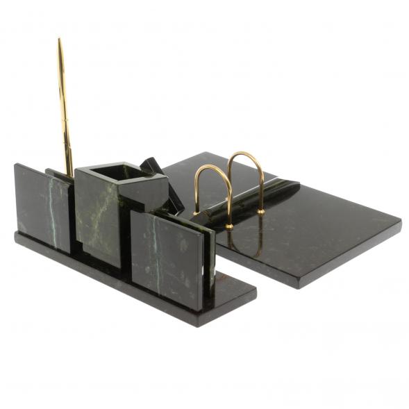 Письменный набор &amp;quot;Менеджер&amp;quot; из змеевика с часами 129508