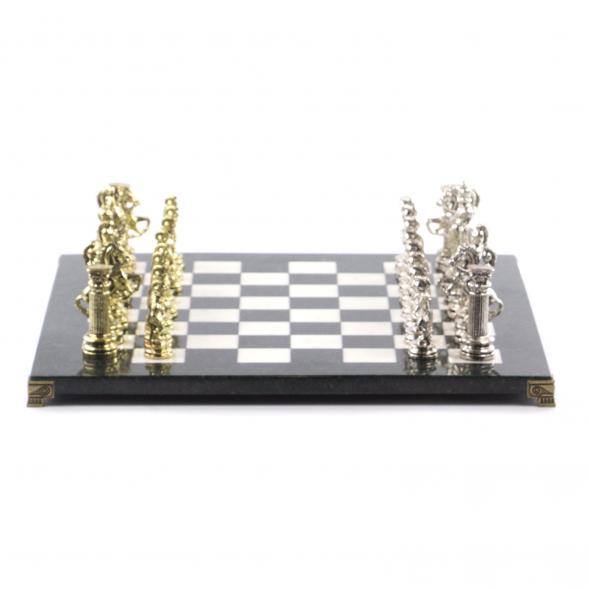 Настольные шахматы &amp;quot;Древний Рим&amp;quot; доска из камня 44х44 см фигуры металлические 121527