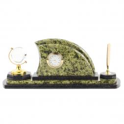 Настольный набор "Полумесяц" из камня змеевик