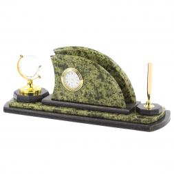 Настольный набор "Полумесяц" из камня змеевик