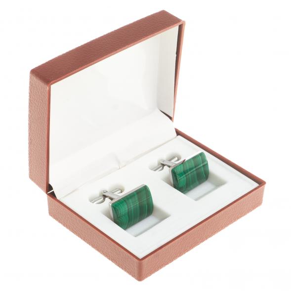 Запонки камень малахит прямоугольные 123832