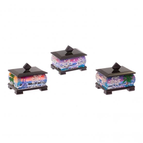 Шкатулка из черного змеевика &amp;quot;Зимний пейзаж&amp;quot; 12х10х9,5 см 125309