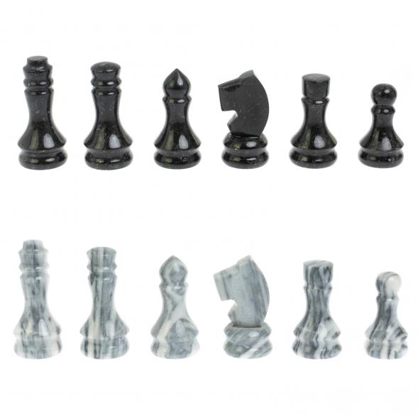 Шахматы с гравировкой &amp;quot;Греческий орнамент&amp;quot; доска 40х40 см змеевик / серый мрамор 126146