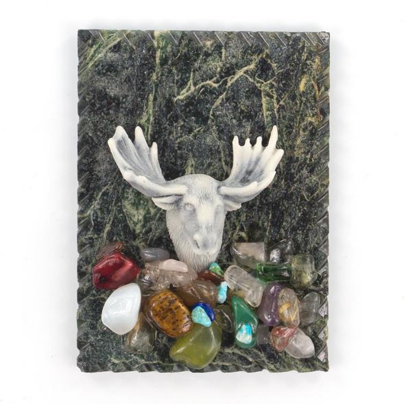 Магнит &amp;quot;Голова лося&amp;quot; змеевик мрамолит 119483