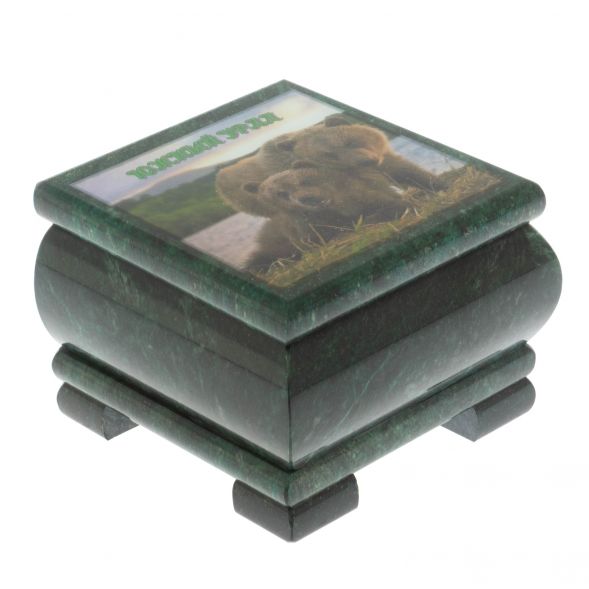 Шкатулка &amp;quot;Мишки&amp;quot; из змеевика 10х10х7 см 128856