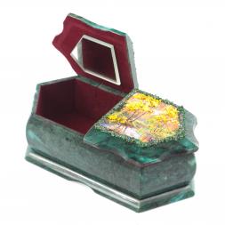 Шкатулка с двумя отделениями "Хозяйка медной горы / Осенний пейзаж" 20х10х7,5 см