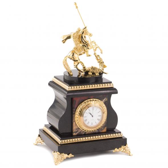 Настольные часы &amp;quot;Святой Георгий&amp;quot; бронза яшма 113150