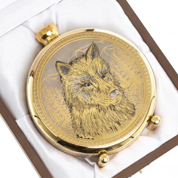 Фляжка с гравюрой &amp;quot;Волк&amp;quot; Златоуст 123481