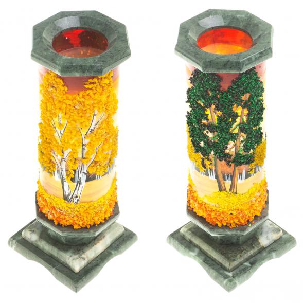 Ваза из камня &amp;quot;Осенний пейзаж&amp;quot; 8,5х8,5х22 см 123743