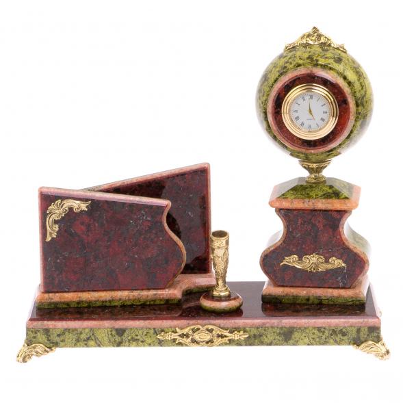 Настольный прибор &amp;quot;Компакт&amp;quot; мрамор, змеевик 125551