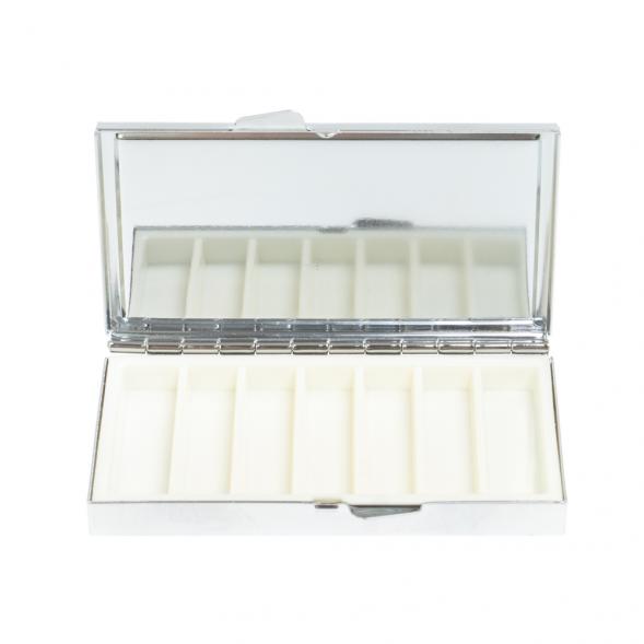 Таблетница на 7 отделений камень соколиный глаз цвет серебро 126990