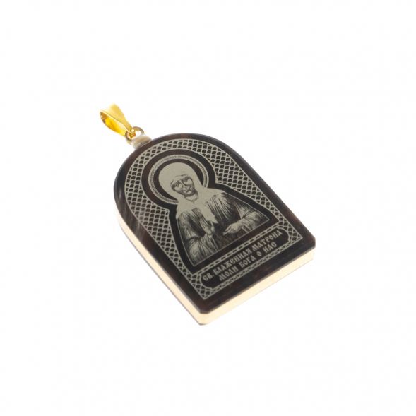 Брелок-кулон оберег &amp;quot;Матрона Московская&amp;quot; камень обсидиан 129077