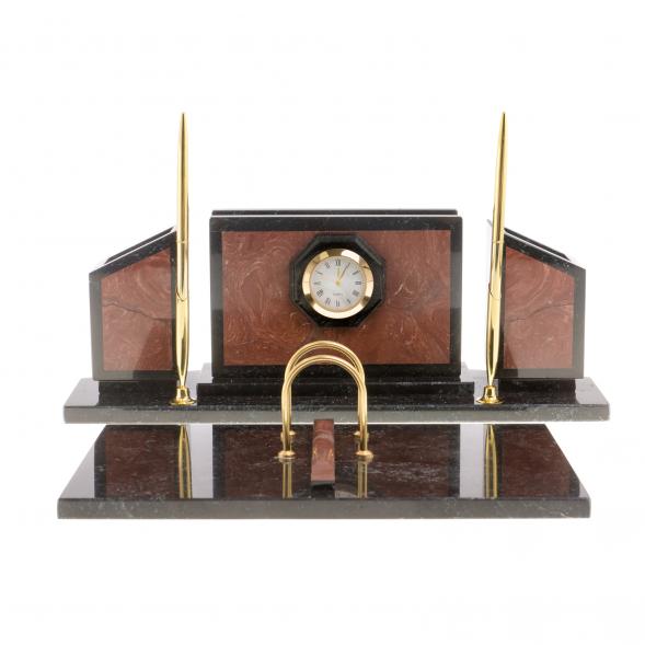 Настольный прибор &amp;quot;Стенка&amp;quot; из лемезита и змеевика 124200