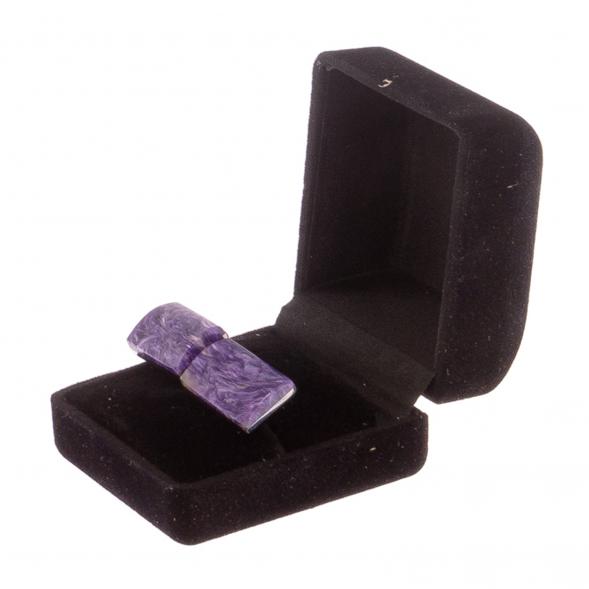 Запонки камень чароит прямоугольные 125244