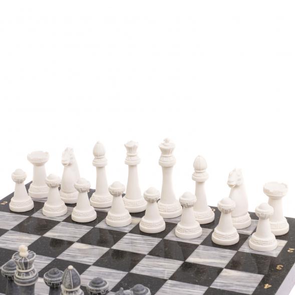 Шахматы &amp;quot;Стаунтон&amp;quot; из мрамолита 40х40 см серый мрамор / змеевик 126454