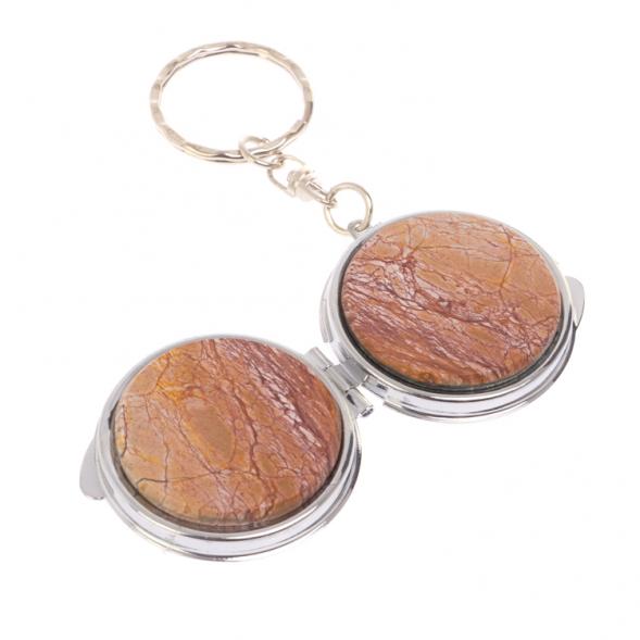 Складное зеркало брелок из яшмы круглое 126537