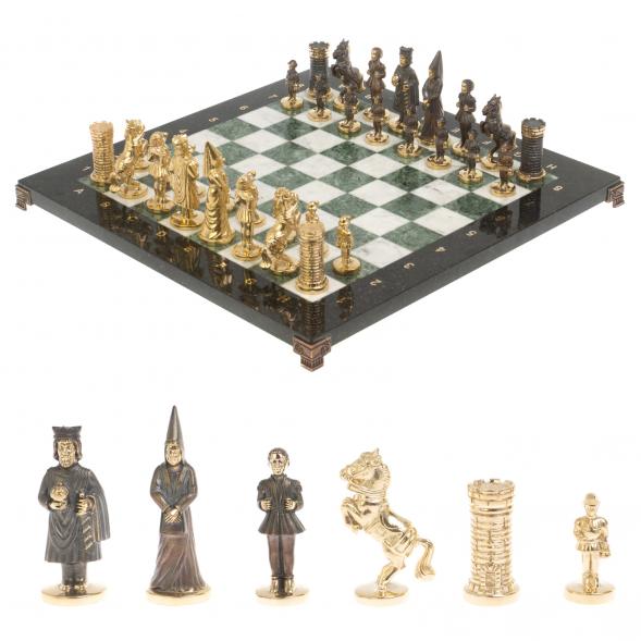 Шахматы подарочные &amp;quot;Камелот&amp;quot; из бронзы и мрамора 40х40 см 126836