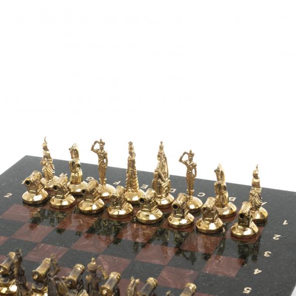 Шахматы &amp;quot;Итальянская война&amp;quot; фигуры бронза доска 28х28 см из лемезита 128250