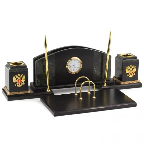 Настольный набор из змеевика &amp;quot;Гербовый&amp;quot; 120523