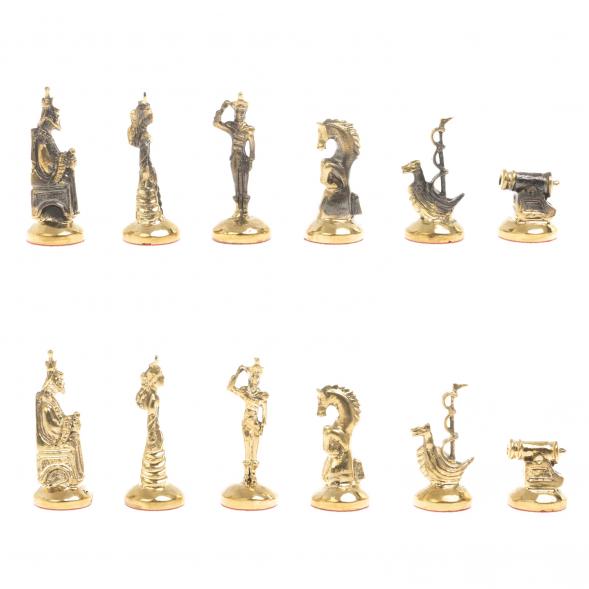 Шахматы &amp;quot;Итальянская война&amp;quot; фигуры бронза доска 28х28 см из мрамора и лемезита 128251