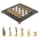 Шахматы &amp;quot;Итальянская война&amp;quot; фигуры бронза доска 28х28 см из мрамора и лемезита 128251