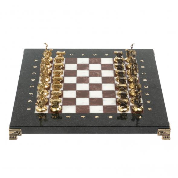 Шахматы &amp;quot;Итальянская война&amp;quot; фигуры бронза доска 28х28 см из мрамора и лемезита 128251