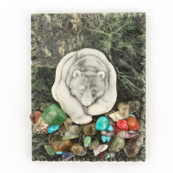 Магнит &amp;quot;Медведь бурый&amp;quot; змеевик мрамолит 119486