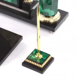 Письменный набор "Гордый орел" из натурального малахита и бронзы Златоуст