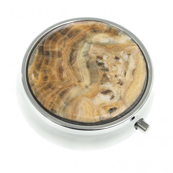 Таблетница с делителем на 3 отсека камень оникс цвет серебро 123205