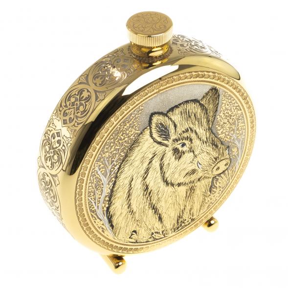 Фляжка с гравюрой &amp;quot;Кабан&amp;quot; Златоуст 123484