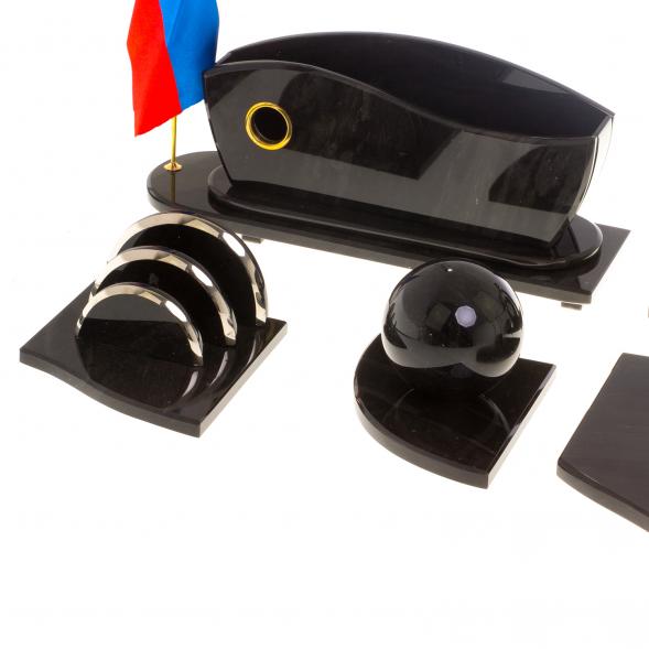 Письменный прибор &amp;quot;Арка&amp;quot; из черного обсидиана 124723