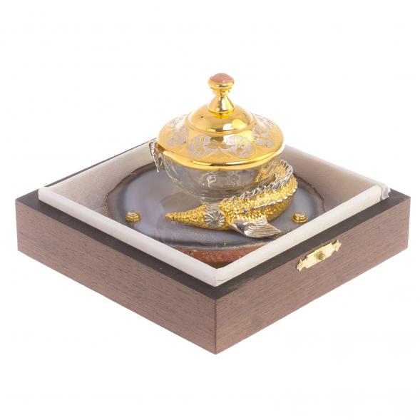 Икорница &amp;quot;Осетр&amp;quot; на агате Златоуст 126014