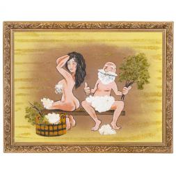 Картина "Банька" багет 36х46 см из каменной крошки