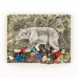 Магнит "Медведь идет большой" змеевик мрамолит