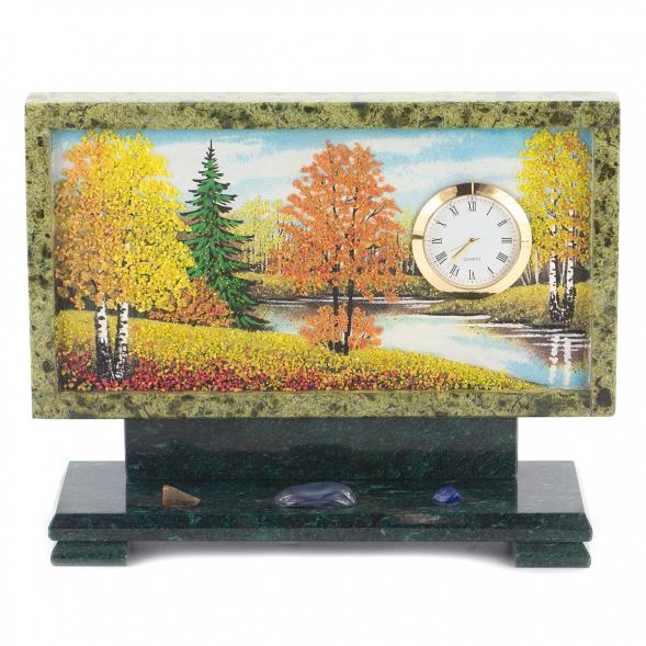 Часы с рисунком &amp;quot;Осень&amp;quot; змеевик 119758