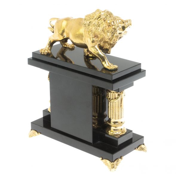 Часы &amp;quot;Лев&amp;quot; из малахита 129004