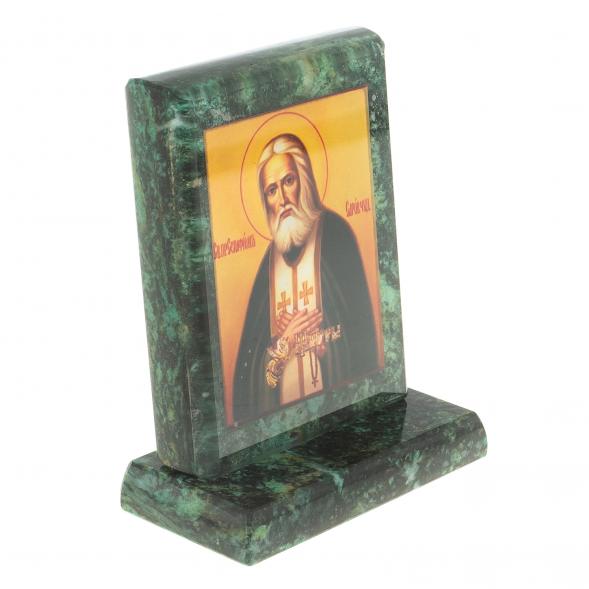 Икона настольная Серафим Саровский малая змеевик 7,5х3,5х8 см 120962