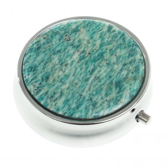 Таблетница на 3 отсека камень амазонит цвет серебро 123206