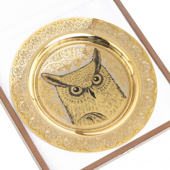 Тарелка с гравюрой &amp;quot;Филин&amp;quot; 22,5 см Златоуст 123293