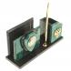 Настольная визитница &amp;quot;Щит&amp;quot; из темно-зеленого змеевика 123660