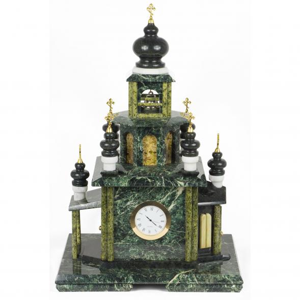 Часы &amp;quot;Храм&amp;quot; камень змеевик мрамор малый 117711