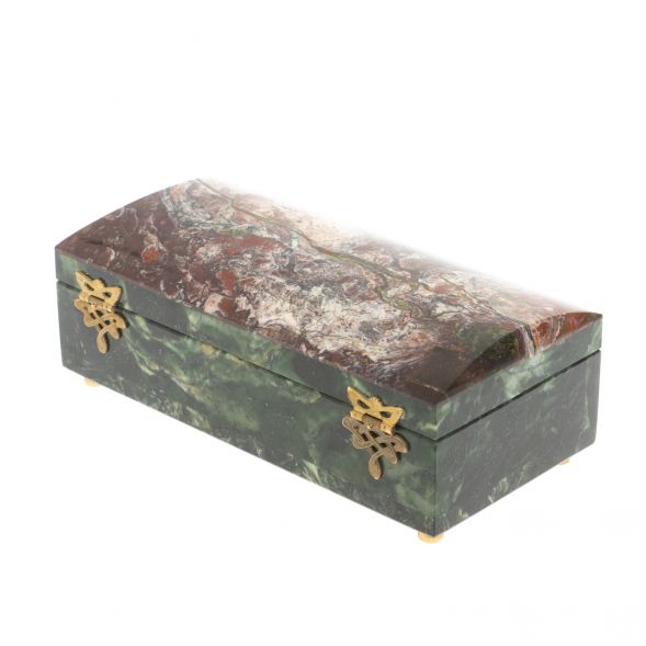 Шкатулка из яшмы и змеевика 18,5х9х6,5 см 127709