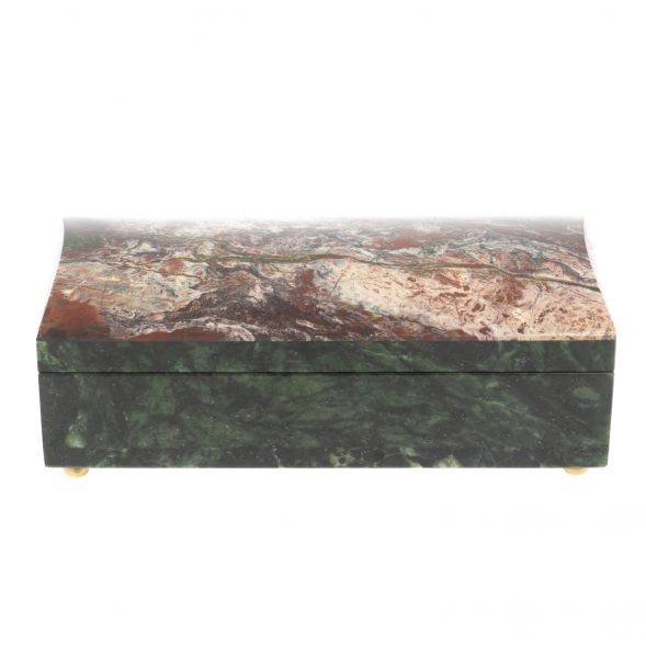 Шкатулка из яшмы и змеевика 18,5х9х6,5 см 127709