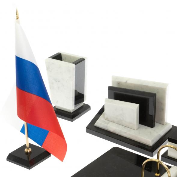 Письменный набор &amp;quot;Бюрократ&amp;quot; из мрамора с часами 129435