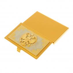 Металлическая визитница "Герб России" в подарочном футляре Златоуст